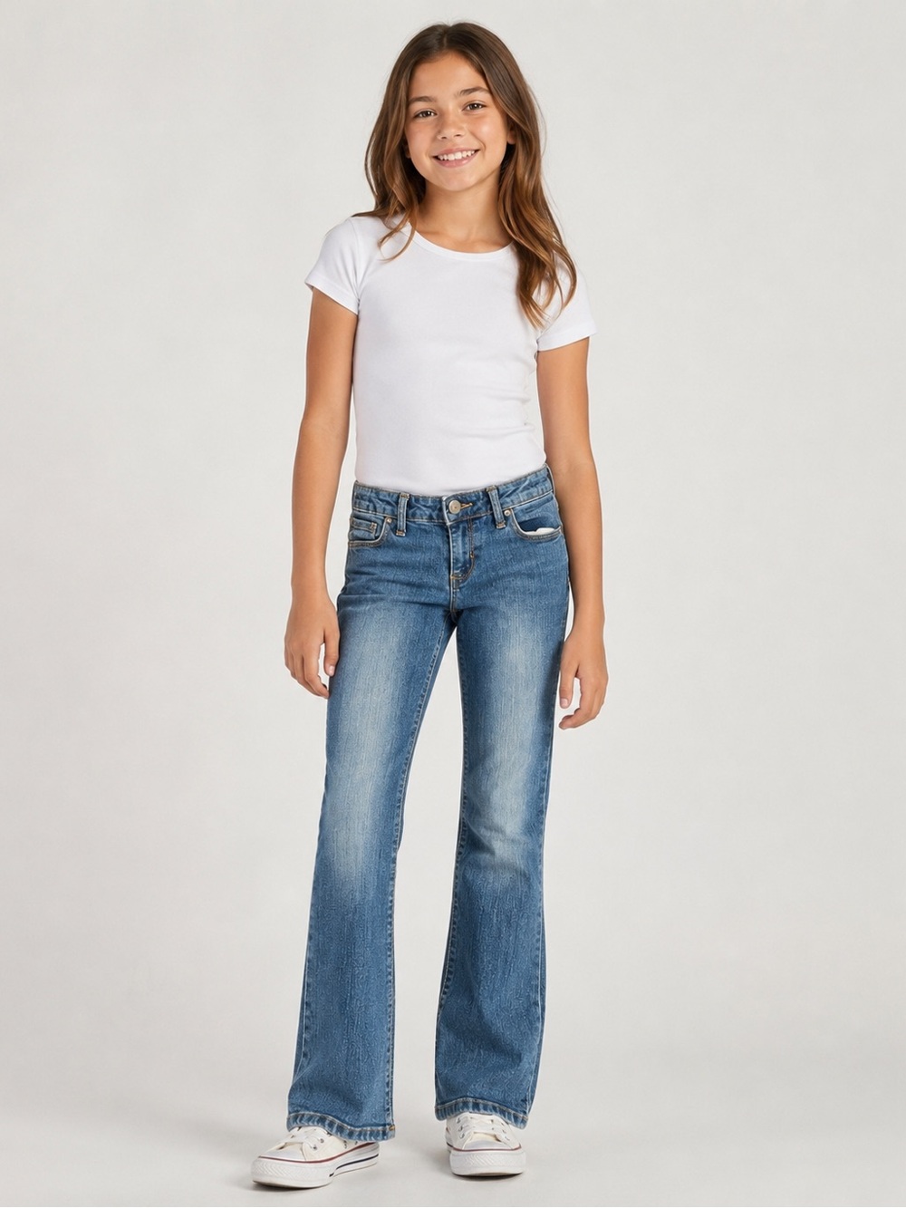 Arizona Jean Co Girls Size 10 Regular Bootcut Jeans Adjustable Waist Medium Wash